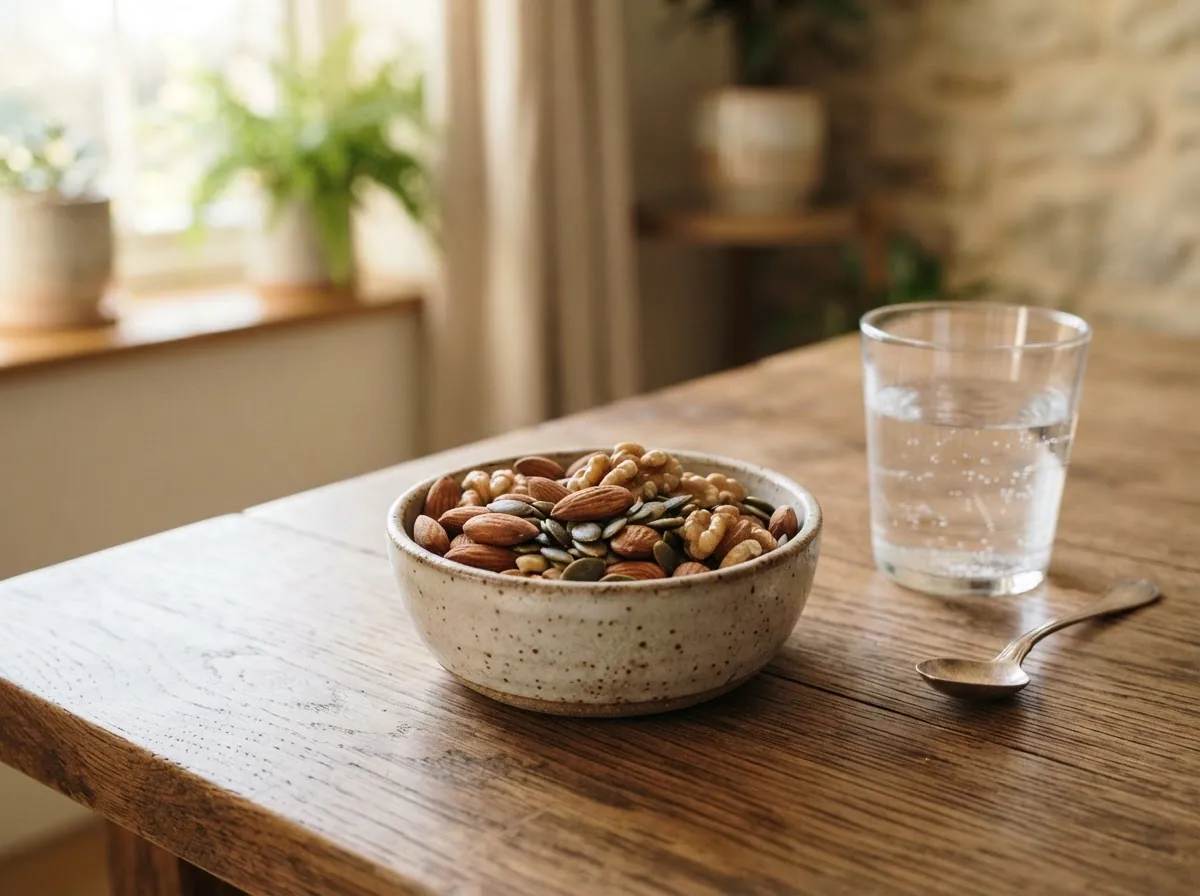 Magnesium-rich foods: seeds, nuts, and leafy greens